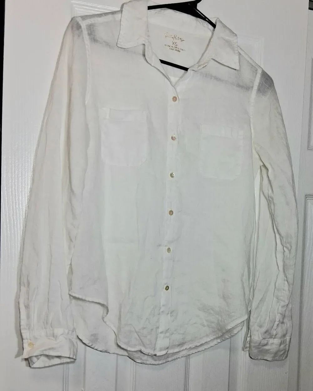 Lilly pulitzer womens xs 100% linen white shirt button down longsleeve euc